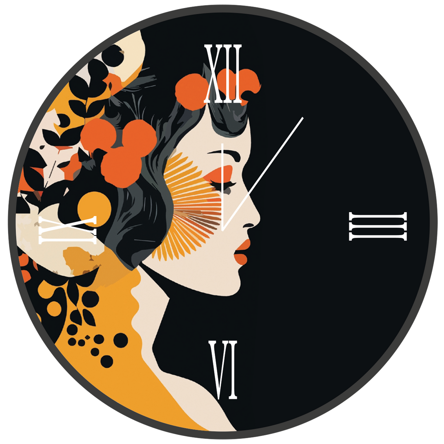 GEISHA round glass clock