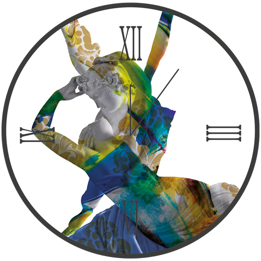 Horloge ronde en verre AMOUR ET PSYCHE