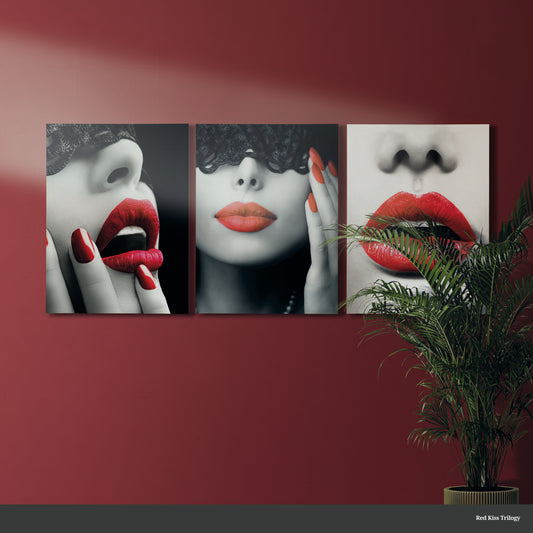 Quadro in vetro RED KISS TRILOGY